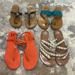 Bundle of four pairs of Tory Burch summer sandals and thongs 9.5